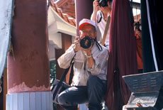 Paola was one of the few non-Chinese at the Mazu Festival; other photographers photographed her...photographing them