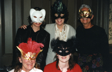 Trying on the masks from the Rudolfina Redoute ball in Vienna, Austria was irresistible. Can you guess the real identity of some of these masked women? (Hints: one is the exhibit curator; another the Chair of the Museum's Board; Paola is in there too.)